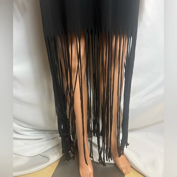 Rubbish BP Women’s Black Fringed Maxi Dress Size M Sleeveless - Picture 6 of 6